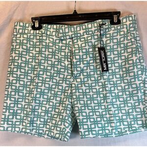 MR TURK "Roger Short" Men's Shorts White with Green‎ Print Size 36 Brand NWT